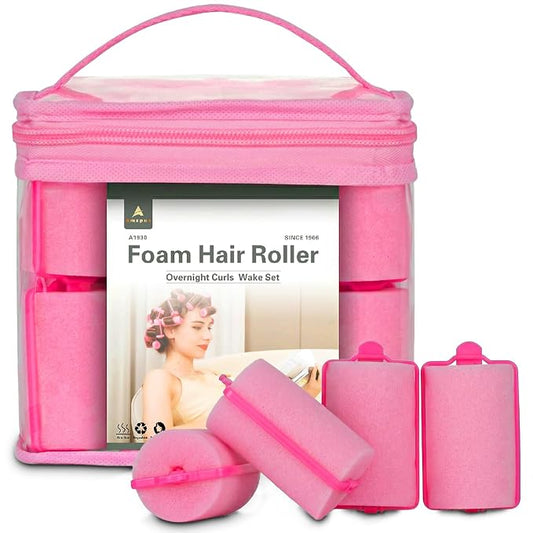24-Pack Soft Foam Hair Rollers for Overnight Styling - Flexible Sponge Curlers for Frizz-Free, Damage-Free Curls (Pink, 1.57 Inch)