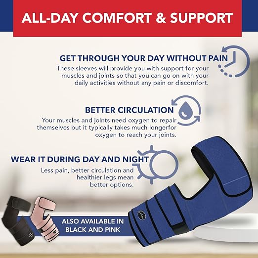 Dr. Arthritis Hip Brace, Adjustable Sciatic Nerve Brace & Stabilizer for Pulled Muscles & Injury Recovery, Hamstring Compression Sleeve Support, Sciatica Pain Relief Devices for Men & Women (S/M, Navy)