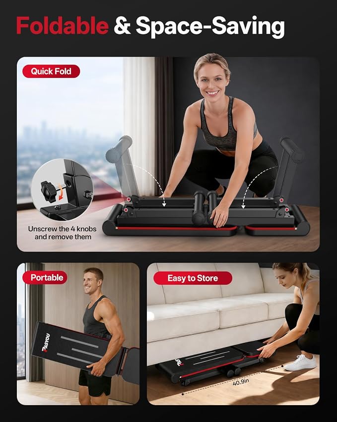 PASYOU Adjustable Weight Bench, 660LB Capacity Foldable Workout Bench, Incline Flat Bench Press for Home Gym, Dual-Frame Strength Training Bench, No Assembly Required, Wider Seat