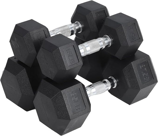 Hex Dumbbells Set for Home Gym – PVC/PEV Coated, Anti-Roll Design, Non-Slip Grip, Cast Iron Core – Versatile Strength Training Weights, 100LB Total (25LB×2+30LB×2)