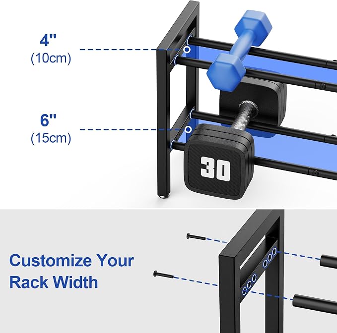 Dumbbell Rack 2-Tier Adjustable Weight Rack For Home Gym Dumbbells Kettlebell (Rack Only)