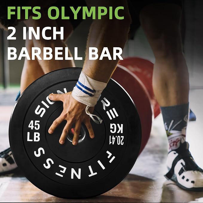 Fitvids 2-Inch Olympic Rubber Weight Plates Pair, Bumper Plates for Strength Training, multiple options