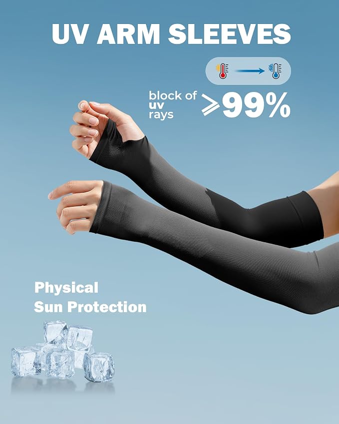 Arm Sleeves for Men Women UV Sun Protection Compression Arm Warmer Tattoo Cover Up, Sports Golf Cooling Sleeves