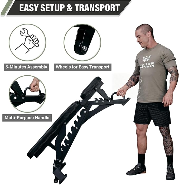 MAJOR FITNESS Weight Bench - 1300LBS Weight Capacity and 36 Adjustable Positions Strength Training Bench for Garage and Home Gym Workouts