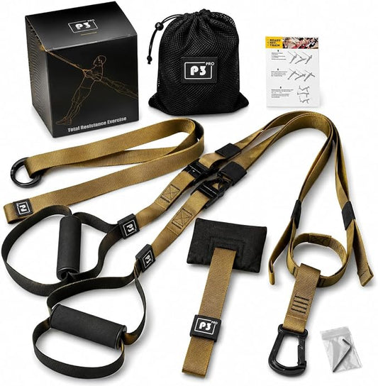 Home Resistance Training Kit with Handles & Door Anchor, Suspension Trainer System for Full Body Workout, Adjustable Bodyweight Resistance Bands for Home Gym, Strength Training & Core Fitness