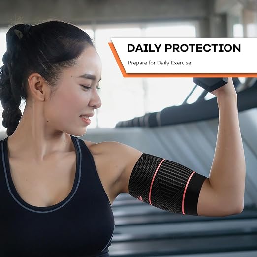 Bicep Tendonitis Brace for Pain Relief, Bicep Compression Sleeve | for Muscle Strains Recovery, Bicep Tendonitis Sleeve for Men and Women (Medium, 1Pair)