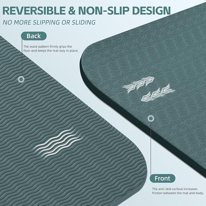PAIDU Large Yoga Mat, 72"x36"x2/5" POE Non-Slip Exercise Mat | 10MM Thick, POE, non‑slip, ideal for home gym, yoga, pilates, fitness & floor use