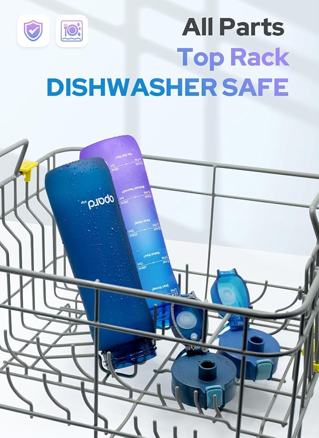 Opard Zip 20oz Plastic Water Bottle Dishwasher Safe, Leakproof Flip-Top Lid, BPA Free Tritan, Wide Mouth Reusable Kids Water Bottle for School Hiking Commuting Outdoor Travel and Gym