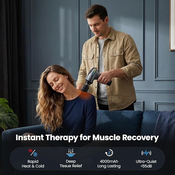 BOB AND BRAD A2 Pro Massage Gun with Heat and Cold, Pressure Sensor | FSA Eligible Deep Tissue Percussion Muscle Massager, 10.5mm Amplitude, 4000mAh USB-C, Gifts for Men Women Athletes HSA