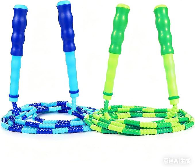 Supertrip Jump Rope Kids-Soft Beaded Skipping Rope Adjustable Tangle-Free Segmented Jumping Rope for Children and Students