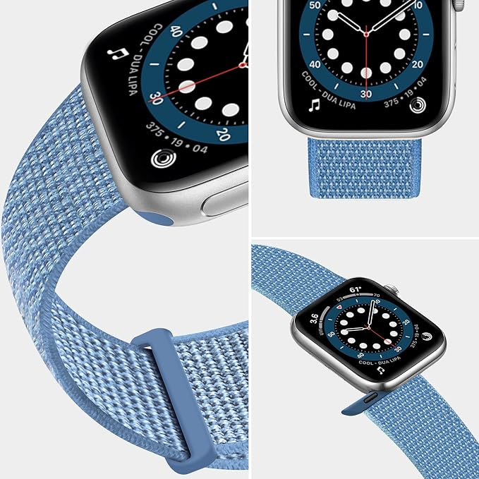 Sport Loop Band Compatible with Apple Watch Band 38mm 40mm 41mm 42mm 44mm 45mm iWatch Series 7 6 5 SE 4 3 2 1 Strap, Nylon Weave Women Men Stretchy Elastic Braided, 42 44 45mm Cape Cod Blue | Braided Nylon Band for Apple Watch 42mm 44mm, Adjustable Com...