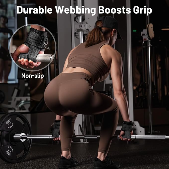 M MANUEKLEAR Wrist Straps for Weightlifting, Gym Lifting Straps with D Rings for Cable Machine,Weight Lifting Wrist Wraps for Men Women