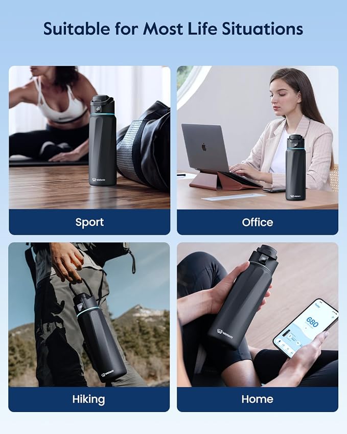 WaterH BOOST Smart Water Bottle Tracker with Reminder to Drink Water, 32oz | Double Wall Vacuum Insulated Stainless Steel, BPA-Free, Leakproof, Smart App Tracking, Travel-Friendly Wide Mouth for Office