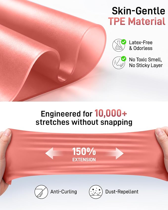 Renoj Pilates Flexbands, 5-Pack Latex-Free Resistance Bands Set – Exercise Bands for Pilates, Yoga, Stretching & Physical Therapy | Home Gym Equipment for Women & Men