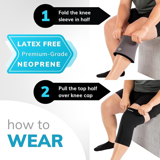 BraceAbility Plus Size Neoprene Knee Sleeve - XXL Wide Calf Compression Support Brace for Overweight to Obese Women or Men, Tapered Design for Big Thighs and Extra-Large Bariatric Calves (2XL WIDE)