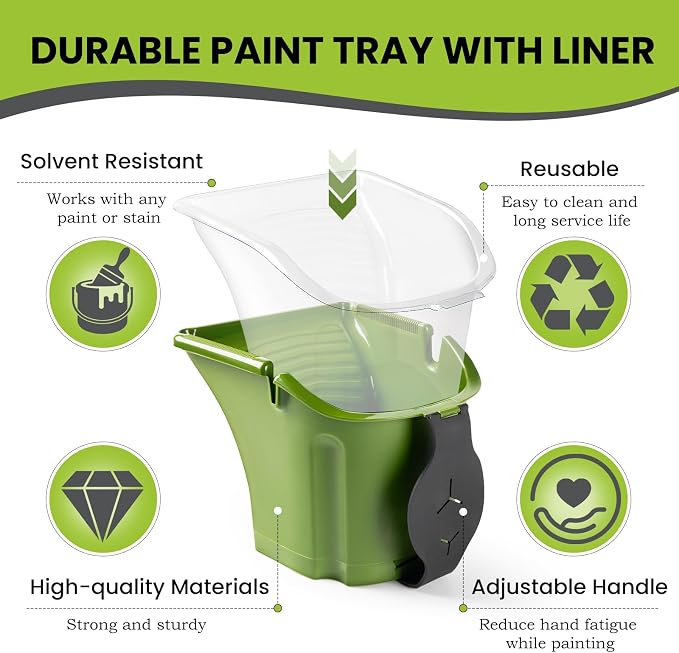Mister Rui Small Paint Roller, Paint Cup with Handle Foam Brush, 16 Pack | 4 Inch Paint Bucket with Disposable Liner, Paint Brush, Hand Held Paint Pail, Roller Frame for Painting Wall, Trim, Touch-ups