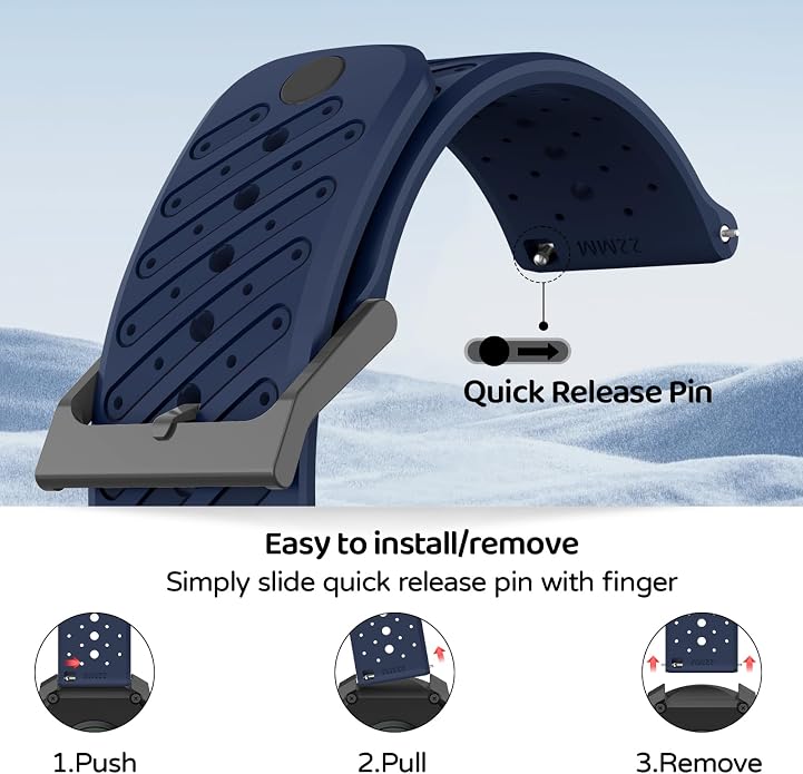 Watch Band for Suunto Race 2/Vertical 2/Run/S/9 Peak/Pro/5 Peak | Soft Silicone 22mm Replacement Bands for Vertical/Race/9 Peak Pro
