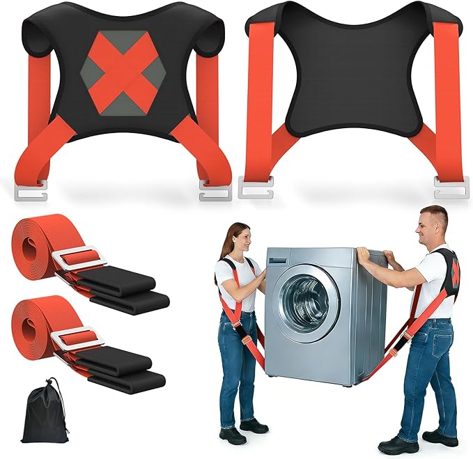 NOCOEX Moving Straps for Lifting 2-Person: Shoulder Lifting & Moving System | Padded Back Support Shoulder Forearm Mode 2 Mover Carry Furniture Appliance Mattresses Heavy Duty 880lbs, 63-134in Adjustable