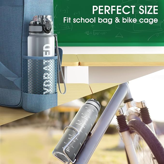 Sahara Sailor Water Bottle 17oz, Tritan Sports Bottle with Time Marker | Bpa Free, Leakproof Wide Mouth With Fast Flow Lid And Cleaning Brush, For Gym School Office Travel, 1 Count