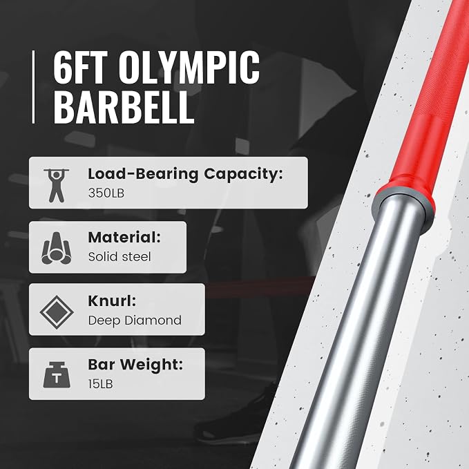 TECHNOAGE Steel Standard Barbells for 1-Inch Plates, 350LB | Standard steel bars for 1-inch plates with 350LB capacity, knurled grips, and compact 5FT or 6FT options