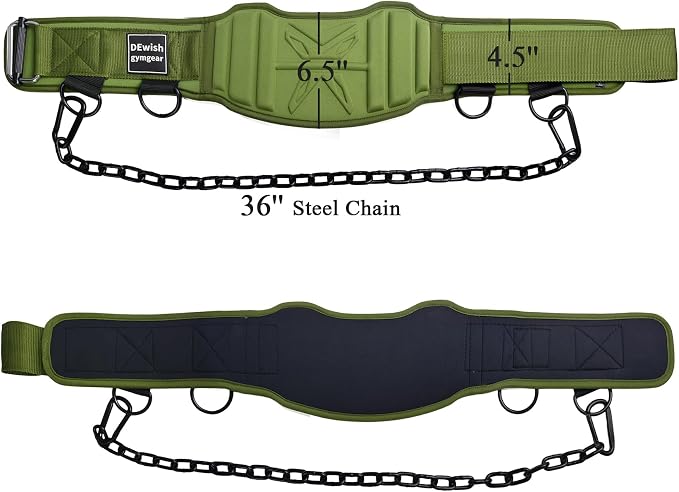 2-in-1 Weightlifting Belt with 36 IN Steel Chain & Self Locking, Dip Belt for Pull Up, Squat, Deadlifts & Added Weight Training