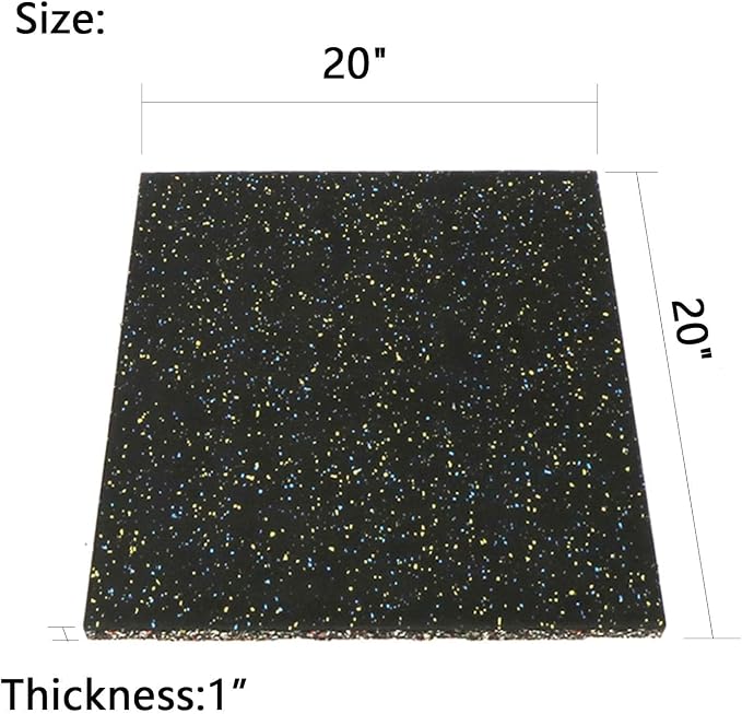 MYOYAY 4 Pack Interlocking Tile 20" x 20”x 1”Heavy Duty Rubber Flooring Mat Anti-Vibration Anti-Slip Exercise Mats for Gym Equipment and Cushion for Workouts, Cover 11.12 Sq.Ft…