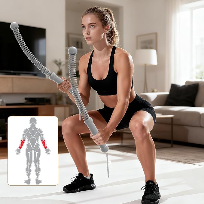 POWER GUIDANCE 2PCS Weighted Ropeless Battle Ropes, Portable Cordless Battle Rope with Non-Slip Handles, Workout Exercise Rope for HIIT, Cardio & Strength, Gray