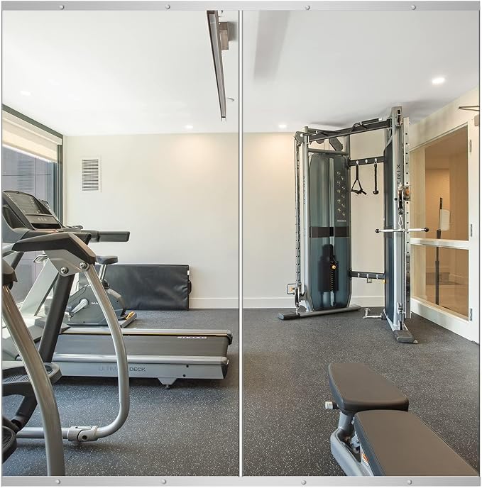 Delma Home Gym Mirror, 48"x24"x2PCS, Silver | Large Full Body, Tempered Glass Frameless, Wall-Mounted, For Gym, Yoga, Garage, Bedroom, Bathroom