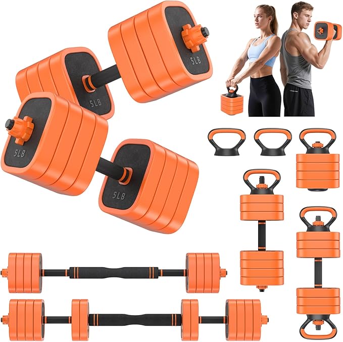 Rendpas Adjustable Dumbbell Set – Free Weights for Home Gym Workouts | 45/65/85lbs, 4-in-1 Fitness Equipment with Connector, Used as Barbell, Kettlebell & Push-Up Stand for Men & Women