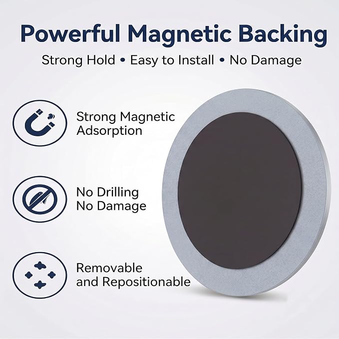 7" Magnetic Locker Mirror, Round Acrylic Mirror with Adhesive Magnetic Backing, Shatter-Resistant Lightweight Design, Portable Mirror for Dorm, Gym Locker, Office Cabinet, Travel