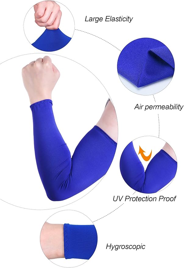 Mudder 8 Pairs UV Sun Protection Cooling Arm Sleeves for Men Women Youth Silk Compression Arm Cover Breathable Outdoors Sport