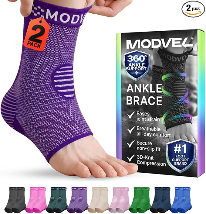 Modvel Foot & Ankle Brace Socks for Sprained Ankle Compression Sleeve - Foot Support for Women & Men - Tendonitis & Arthritis Ankle Brace Sports Running, Torn Ligaments & Women Stabilizing Ankle Wrap