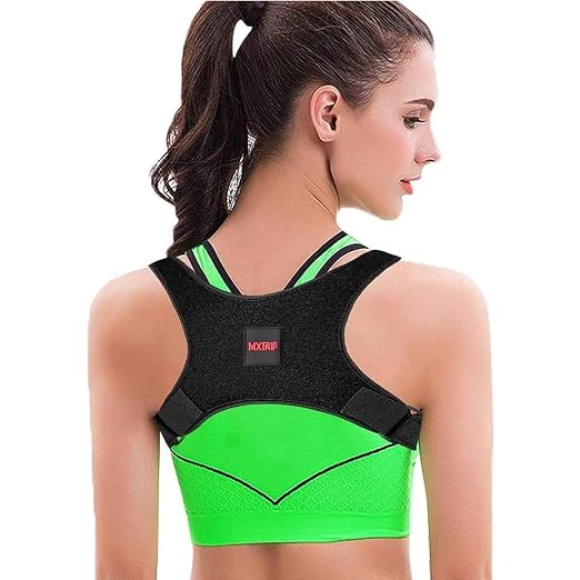 Posture Corrector for Women and Men, Adjustable Back Brace for Spine Alignment and Posture Support, Upper Back Pain Relief, Comfortable and Effective Back Brace for Better Posture Medium Pitch Black