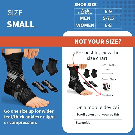 2 Pairs Ankle Braces for Men & Women, Support for Plantar Fasciitis Relief | Arch & Ankle Support Brace with Removable Strap for Swelling, Achilles Tendonitis, Faster Recovery & Boosts Circulation