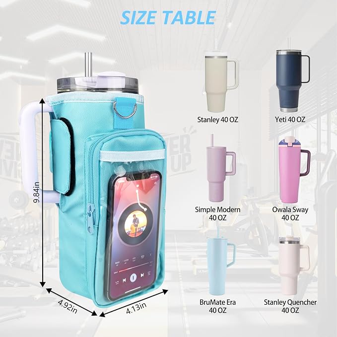 JACZZO Magnetic Gym Bag, Magnetic Water Bottle Holder for Stanley, Gym accessories, Gym Gifts for Women and Men (Blue, 40 OZ)