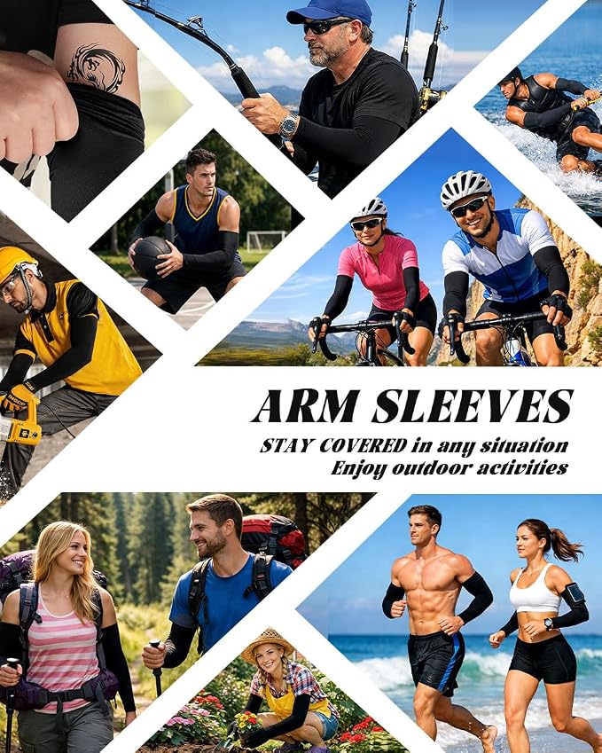 BHYTAKI Cooling Compression Arm Sleeves for Men Women,UPF50 UV Sun Protection Sleeves for Work Sport Tattoo Cover Up