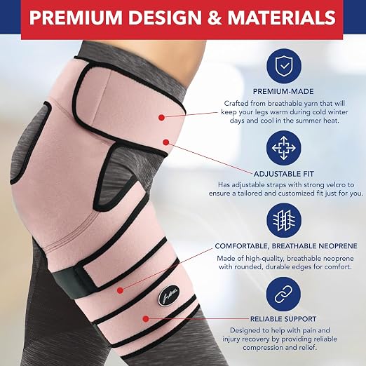 Dr. Arthritis Hip Brace, Adjustable Sciatic Nerve Brace & Stabilizer for Pulled Muscles & Injury Recovery, Hamstring Compression Sleeve Support, Sciatica Pain Relief Devices for Men & Women (Pink, L/XL)