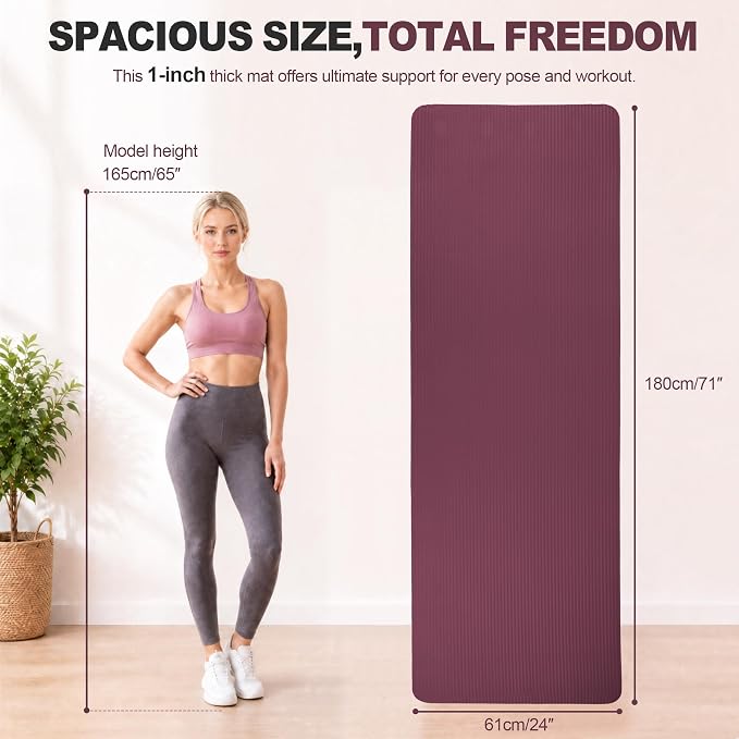 HULKFIT High Density Non Slip Yoga Mat, Extra Thick Exercise Mat with Carrying Strap, for Pilates, Fitness, Home Gym & Floor Workouts - Multiple Thickness & Multiple Color
