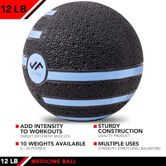 JFIT Dual Texture Medicine Ball – Weighted Exercise Ball for Strength, Core & Functional Fitness Training