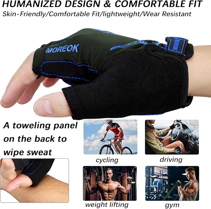 Cycling Gloves Bike Bicycle Gloves, Half Finger 5MM Gel Anti-Slip | Biking Gloves for Men Women Gym workout exercise Motorcycle Hiking Rowing Outdoor Sports