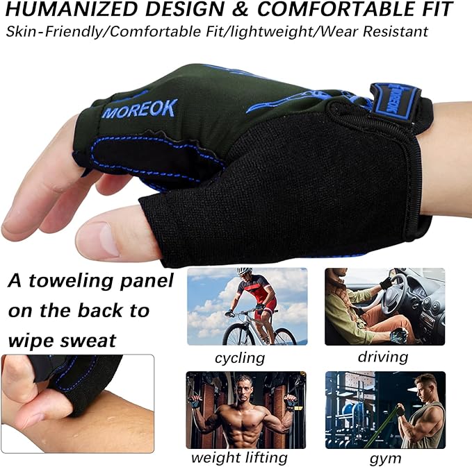 Cycling Gloves Bike Bicycle Gloves, Half Finger 5MM Gel Anti-Slip | Biking Gloves for Men Women Gym workout exercise Motorcycle Hiking Rowing Outdoor Sports