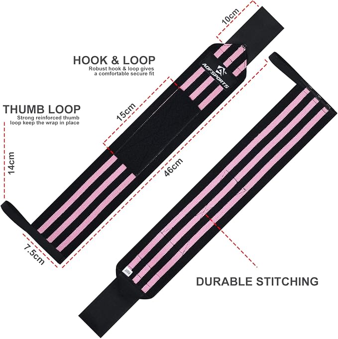 AQF Wrist Wraps for Weightlifting & Powerlifting, 18" USPA Approved (Pair)