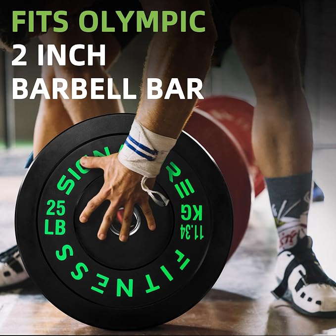 Fitvids 2-Inch Olympic Rubber Weight Plates Pair, Bumper Plates for Strength Training, multiple options