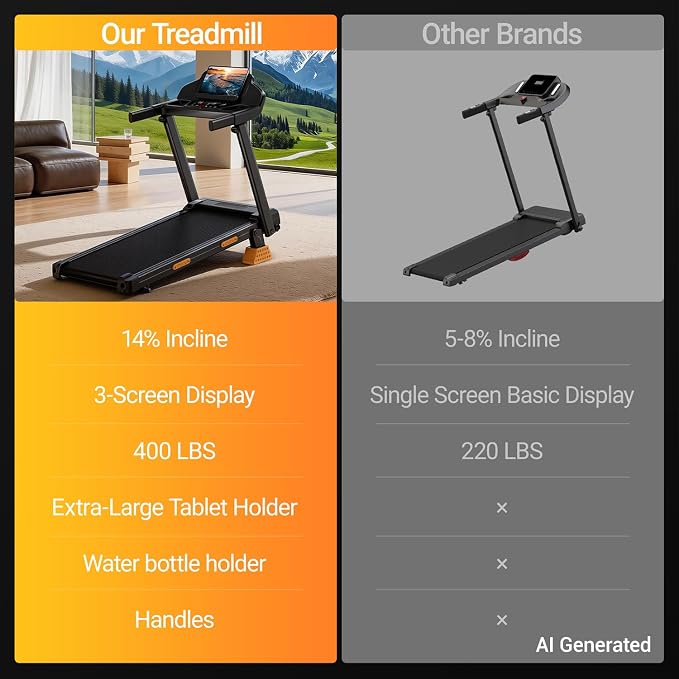 16% Foldable Incline Treadmills for Home, 12 Automatic Modes