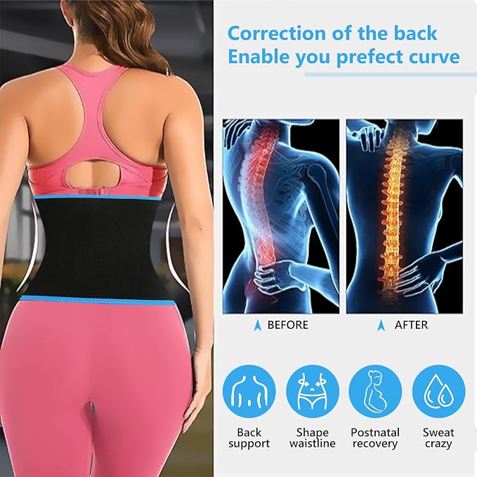 AMZBOSS Waist Trainers for Women Belly Fat, Waist Sweat Band for Women | Sweat Waist Trainer for Women, Belly Band Sweat Belt, Sweat Band for Stomach Weight Loss, Belly Wrap Waist Trimmer