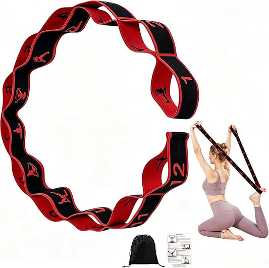 Fabric Exercise Straps, Number Stretch Resistance Bands with 10/12 Loops | Stretching Strap for Exercise, Physical Therapy, Rehab & Flexibility, Home Gym Equipment for Yoga, Pilates, Dance, Gymnastics