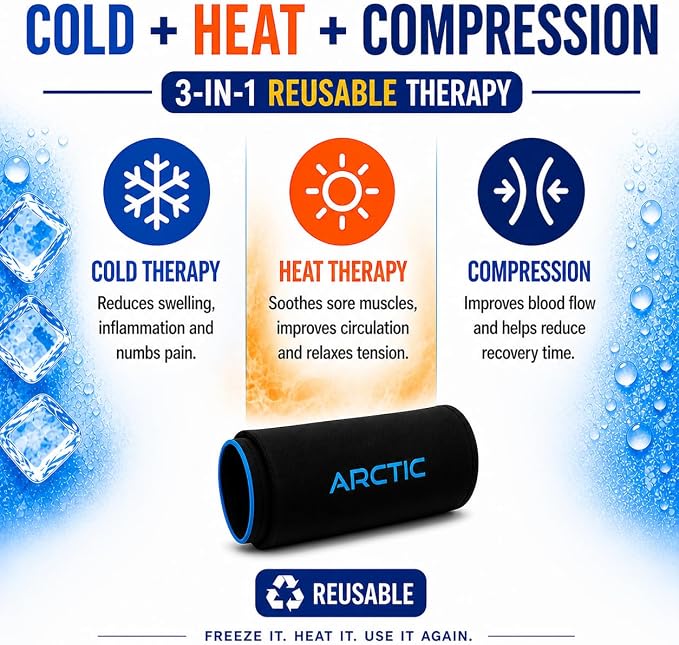 2 Pack - Premium Cold Therapy Compression Ice Sleeve, Knee Ice Pack Wrap for Injuries, Elbow, Quad & Hamstring Relief, Flexible & Reusable Cold Wrap Recovery for Meniscus, ACL, MCL, Ice & Heat Therapy