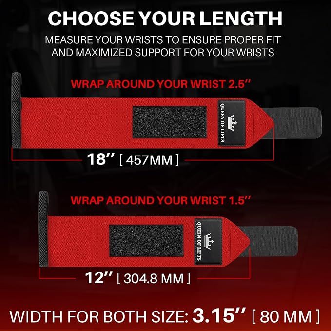 TECEUM Elastic Cotton Weightlifting Wrist Wraps with Thumb Loops, 1 Pair