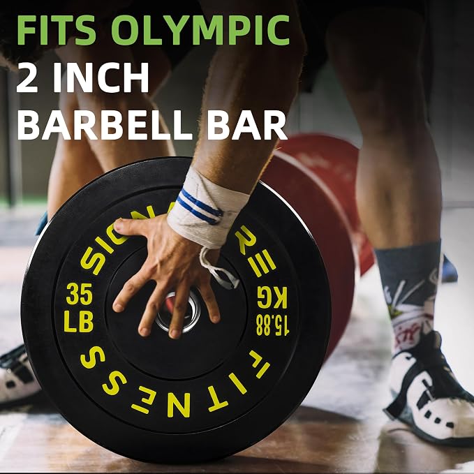 Fitvids 2-Inch Olympic Rubber Weight Plates Pair, Bumper Plates for Strength Training, multiple options