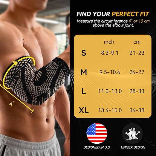 INDEEMAX Copper Elbow Compression Sleeve, 2 Pack Elbow Brace for Tendonitis | Elbow Sleeve for Women Men, Arm Support for Tennis & Golfer's Elbow, Joint Pain Relief, Arthritis, Bursitis, Weightlifting